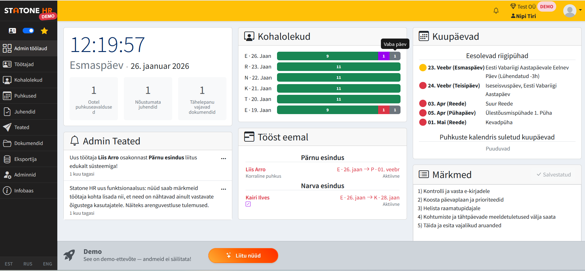 HRM self-service dashboard