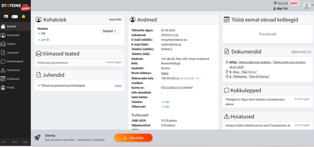 employee self-service portal view